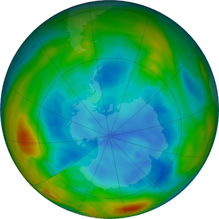 Antarctic ozone map for 03 August 2018